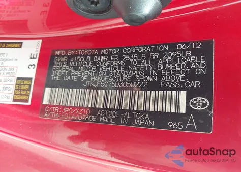 2013 Scion Tc Release Series 8.0 z USA, uszkodzony, nr VIN JTKJF5C75D3050222